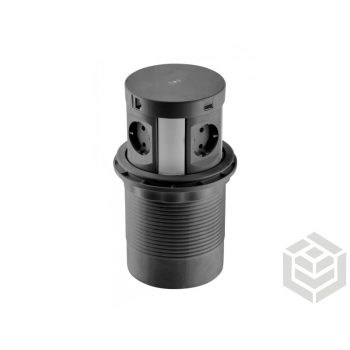   Kihúzható elosztó Comfort Plus fekete NFC 145 mm 2 USB 4x230V 2xRJ45