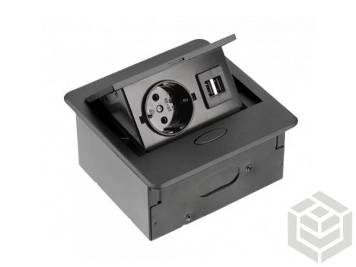 Felnyíló elosztó Avaro NFC fekete 2 USB A 1x230V
