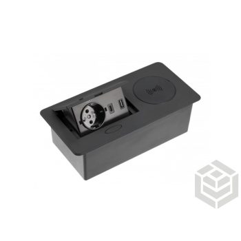 Felnyíló elosztó Avaro Plus NFC fekete 1 USB A+C 1x230V