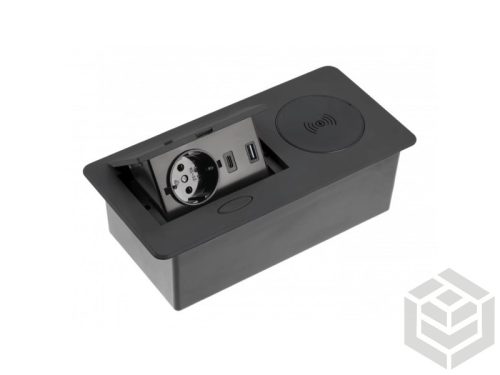 Felnyíló elosztó Avaro Plus NFC fekete 1 USB A+C 1x230V