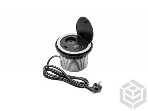 Elosztó 1-es kör+káb. +2 USB schuko ezüst      AE-BPW1S2UCH-80