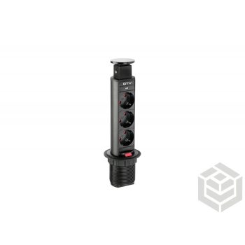 Kihúzható elosztó D60 schuko Fekete 3-as