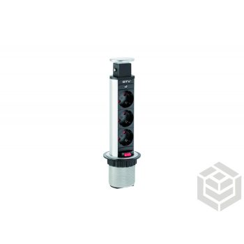 Kihúzható elosztó D60 schuko Ezüst  3-as