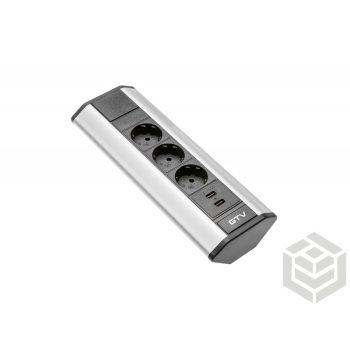 Elosztó 45' 3-as + USB ezüst G AE-PBKT3S2U-80