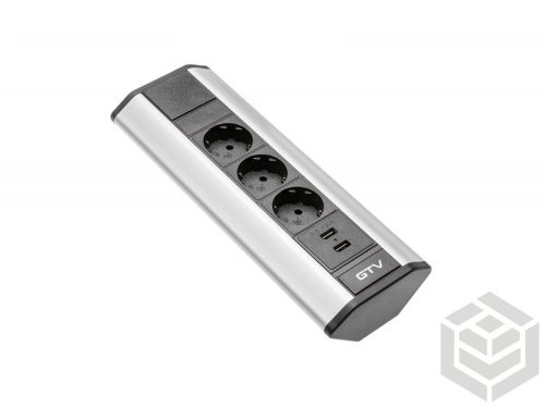 Elosztó 45' 3-as + USB ezüst G AE-PBKT3S2U-80