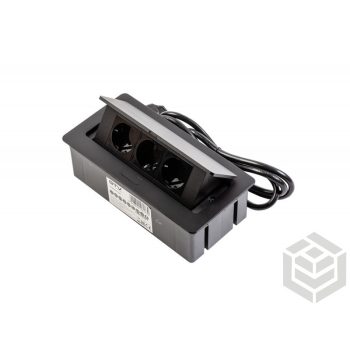   Elosztó felnyíló+káb. SOFT 3-as    schuko  fekete          AE-PBSC3GS-20
