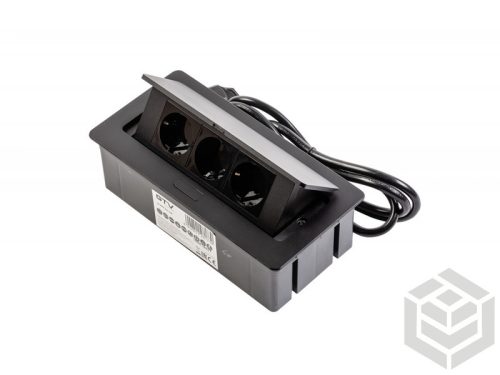 Elosztó felnyíló+káb. SOFT 3-as    schuko  fekete          AE-PBSC3GS-20