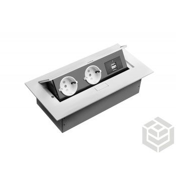 Elosztó fekvő+káb. 2-es+2USB schuho fehér