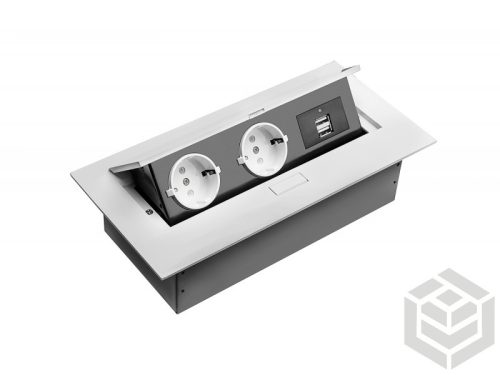 Elosztó fekvő+káb. 2-es+2USB schuho fehér