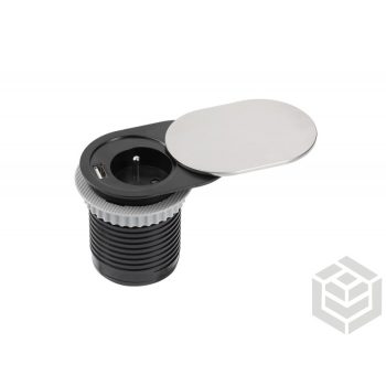 Eltolható elosztó 1x230V 1xUSB inox