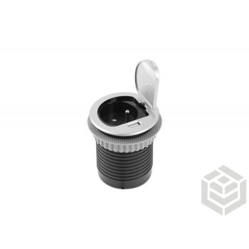 Eltolható fedelű elosztó 1x230V 1 USB EZÜST