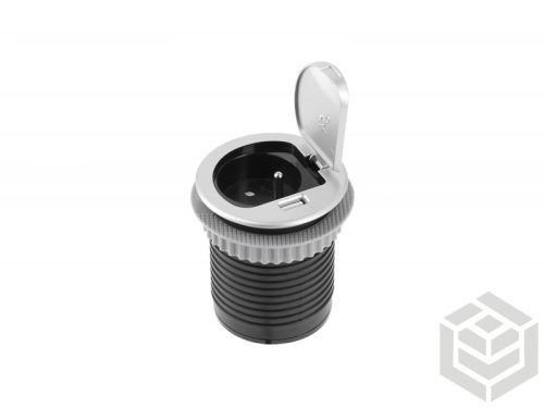 Eltolható fedelű elosztó 1x230V 1 USB EZÜST