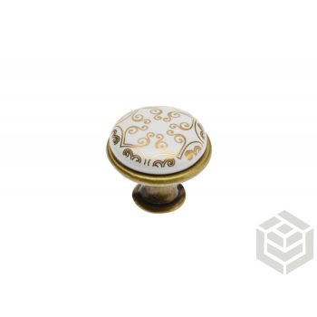 Bútorfogó porcelán arany virág