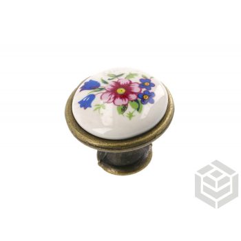 Bútorgomb porcelán színesvirág