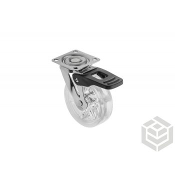 Görgő 75mm átlátszó fékes (40kg)