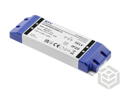 LED trafó 50 W 220-240VAC, IP20, 185x65x22 mm