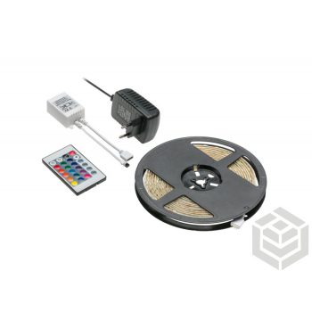 LED SZETT RGB+trafó+vezérlö 230V;25W;IP20; 5m RGB szalag