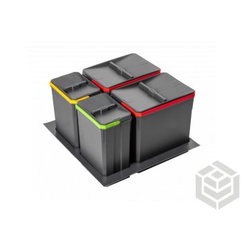   szelektív hulladéktároló 600-as fikóba helyezhető alj+2x15l és 2x7l edények